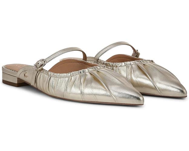 Circus NY by Sam Edelman Larissah Flat Women's 9 Gold Pointed Toe Slip-On NCZ40