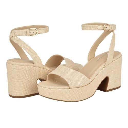 Calvin Klein Summer Sandals Women's US 10 Natural Ankle Strap Block Heel NCZ69