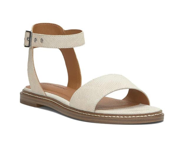 Lucky Brand Kimaya Sandals Women's 8.5 M Light Putty Leather Ankle Strap NCZ274