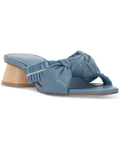 Vince Camuto Leana Sandals Womens US 8 Blue Square Toe Block Heel Slip On NCZ52