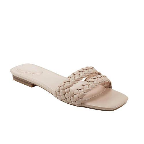 Bandolino Sessily 3 Sandals Women's 8.5 Beige Faux Leather Slip On Slide NCZ300
