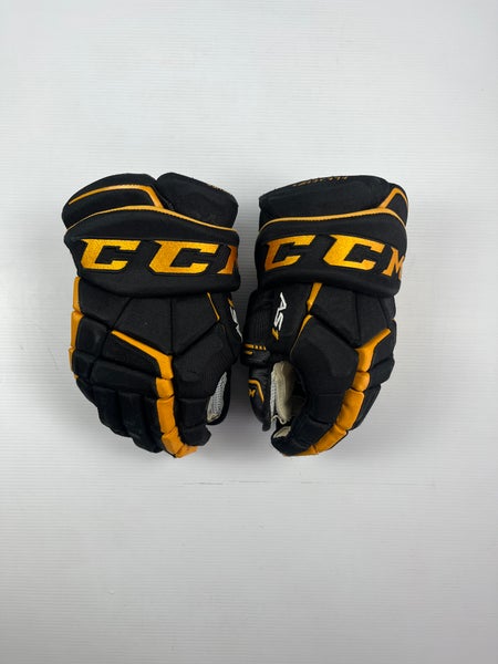Used 14" Senior CCM Super Tacks AS1 Gloves - Black/Gold