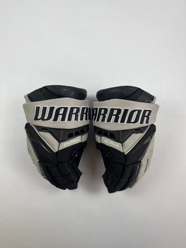 Used 14” Senior Warrior Alpha LX3 Pro Pro Stock Hockey Gloves - Black/Grey
