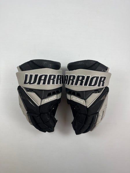 Used 14” Senior Warrior Alpha LX3 Pro Pro Stock Hockey Gloves - Black/Grey