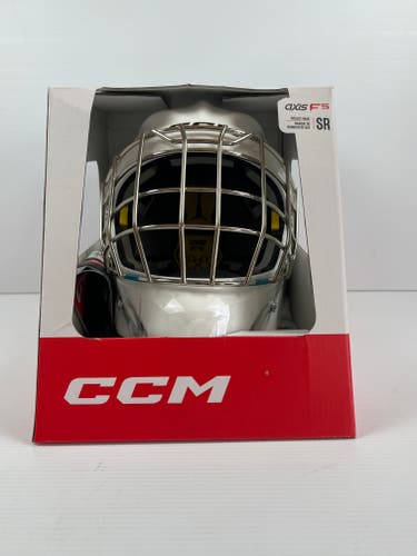 New Senior CCM Axis F5 Goalie Mask - White