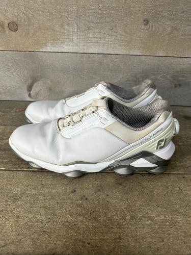 FootJoy Men's 9.5 Tour Alpha BOA Golf Shoes White Gray New Spikes