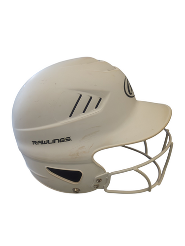 Used Rawlings RCFH 6 1/2 - 7 1/2 Batting Helmet w/Mask White MD 11862-S000093771