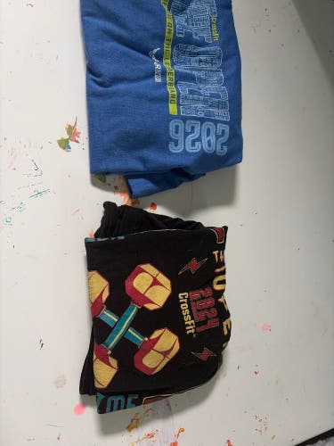 Two CrossFit Open T-shirts Open 2026 Blue Size Small Open 2024 Black Size Xs (Lightly Used)