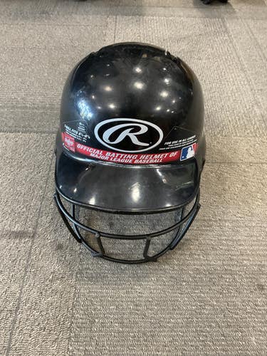 Used Rawlings T-BALL HELMET FITS 6 1/4 - 6 7/8 Batting Helmet w/Mask Black One Size 11614-S000234332