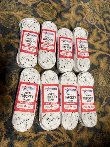 8 Pack 120” White Sports Tape Hockey Skate Laces