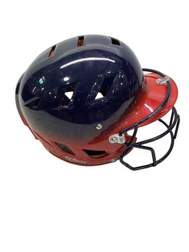 Used Schutt NAVY/RED Batting Helmet w/Mask Navy Blue And Red One Size 11347-S000267070