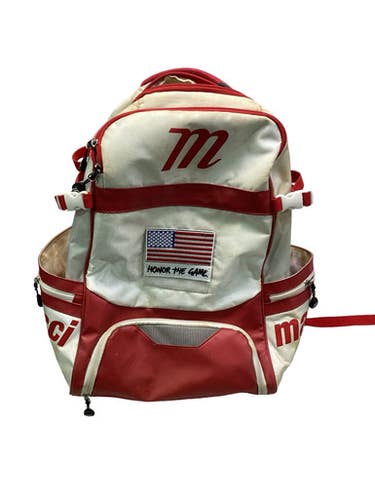 Used Marucci HONOR THE GAME 2 BAT BACKPACK BB/SB Player Backpack Red 11347-S000267034