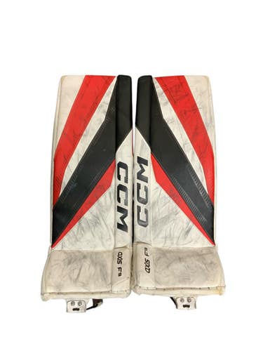 Used CCM AXIS F9 Goalie Leg Pads Senior White/Black/Red 32" 11823-S000038390