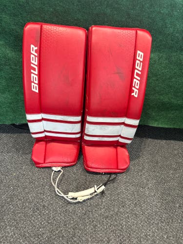 Red Bauer GSX Goalie Leg Pads (Used) | Junior Small (26+)