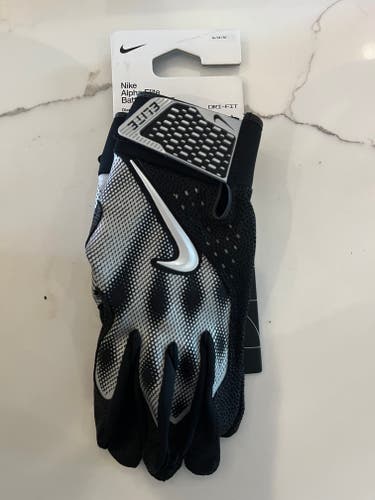 Nike Alpha Huarache Elite Batting Gloves - Black/Black - Men's Medium - NEW