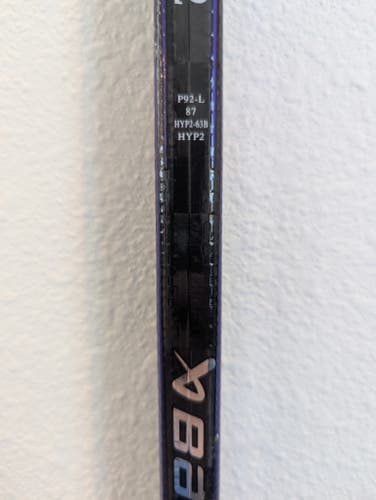 Bauer VAPOR HYPERLITE 2 Hockey Stick LEFT P92 CURVE 87 flex Senior D1 Pro Stock - Custom Purple