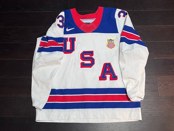 Team USA Nike Swift Game Worn Francisco USNDTP White hockey Nike Jersey size 56