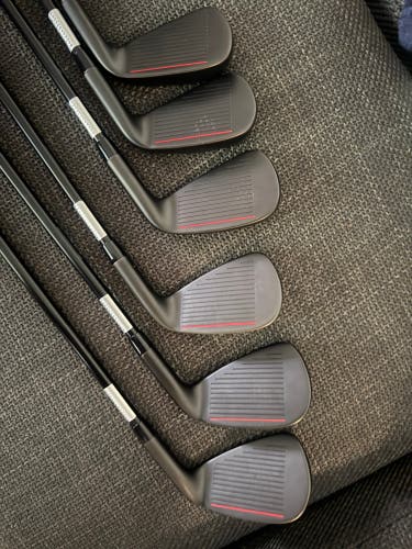 Men's All Black Left Hand Stix golf Iron Set Stiff Flex Steel Shaft (Used)