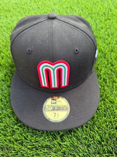 Fitted Mexico Hat - Mexican National Baseball Team Cap - Black 7 1/4 New Era 59FIFTY