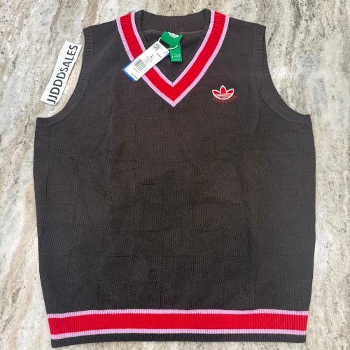 Adidas Originals Knit Vest V Neck Dark Brown Wool Blend Golf JW9862 Men’s Large

New With Tags