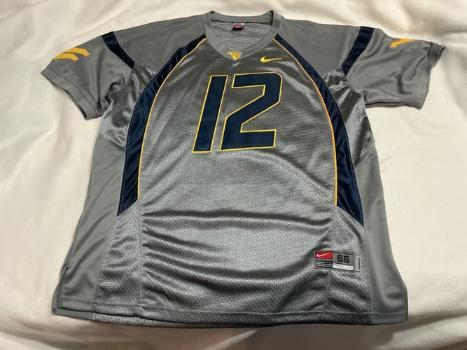 Gray WVU Mountaineers #12 Geno Smith Size 56 Men's Nike Jersey (Used)