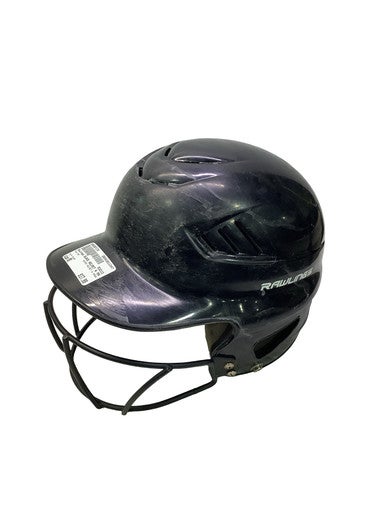 Used Rawlings BLACK HELMET W MASK Batting Helmet w/Mask Black MD 11347-S000267170