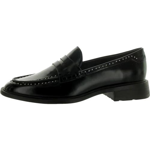Franco Sarto Eden Loafers Women 7.5 Black Patent Leather Studded Slip On RHS6666