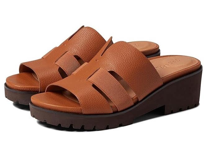 Gentle Souls by Kenneth Cole Anja Women's 10 Brown Leather Slide Sandals RHS4792