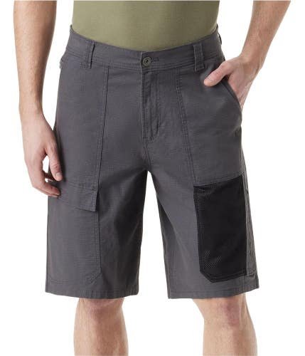 Bass Outdoor Explorer Shorts Men's 32 Gray Stretch Belted Waist Cargo UPS449