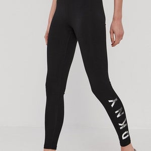 Dkny Sport Full Length Leggings Women's XS Black High-Rise Logo Workout FTS489