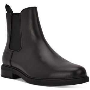 Calvin Klein Fenwick Boots Men's US 7.5 Black Leather Round Toe Chelsea JZZ1281