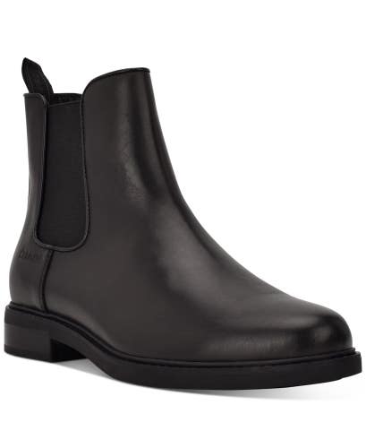Calvin Klein Fenwick Boots Men's US 7.5 Black Leather Round Toe Chelsea JZZ1281
