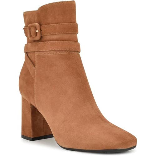 Nine West Quena Boots Women's 7 M Brown Suede Block Heel Dress Bootie HTAT726