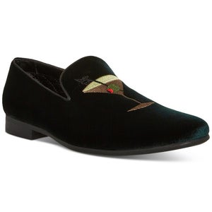 Steve Madden Mint Velvet Loafers Men's US 8.5 Emerald Green Embroidered JZZ1277