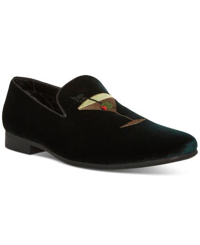 Steve Madden Mint Velvet Loafers Men's US 8.5 Emerald Green Embroidered JZZ1277