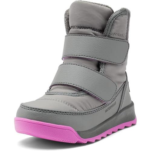Sorel Whitney II Strap Kids 6 Gray Pink Waterproof Mid Calf Winter Boots RHS8076