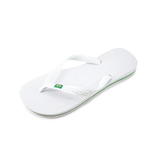 Havaianas Brazil Flip Flops Unisex M7/8,W9/10 White Embossed Logo Sandal JZZ1280