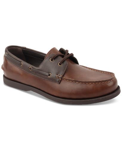 Club Room Loafers Men's US 9 Brown Leather Moc Toe Slip On Boat Shoes JZZ1276
