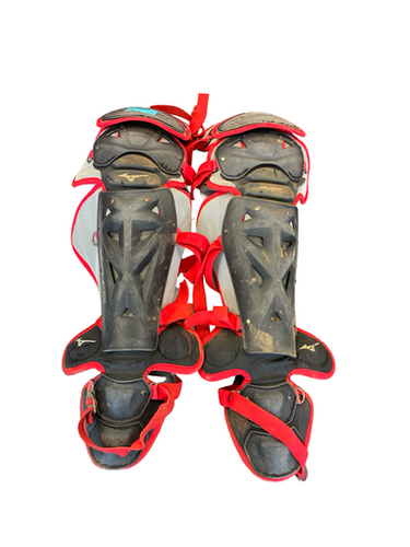 Used Mizuno SAMURAI Catchers Leg Guards Red Adult 11682-S000128942