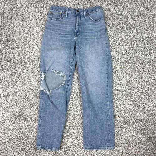 Madewell Jeans Womens 30 Blue Perfect Vintage High Rise Straight Distressed