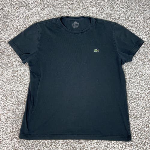 Lacoste Shirt Mens Large 5 Black Pima Cotton Crewneck Croc Logo Tee T Casual Top