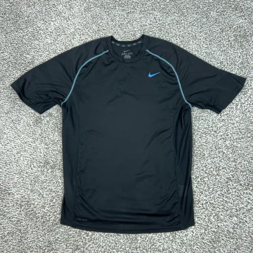Nike Shirt Mens Large Black Dri-FIT Short Sleeve Athletic Running Tee Gym Sports