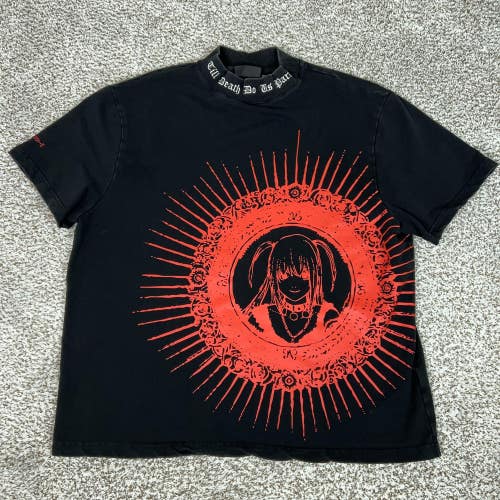 BHAM Shirt Mens XL Black Anime Goth Girl Anime Mock Neck Till Death Note Logo