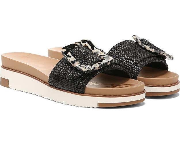 Sam Edelman Ariane Women's US 5.5 Black Platform Buckle Slide Sandals ZAP213