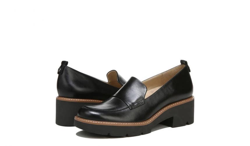 Naturalizer Darry H7079L1001 Womens 11 Black Leather Slip On Loafer Shoes ZAP529