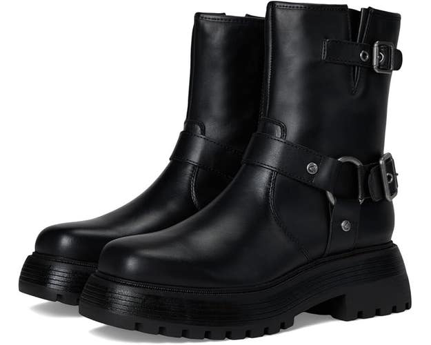 Circus NY by Sam Edelman Hadley Women's US 6.5 Black Leather Combat Boots ZAP583