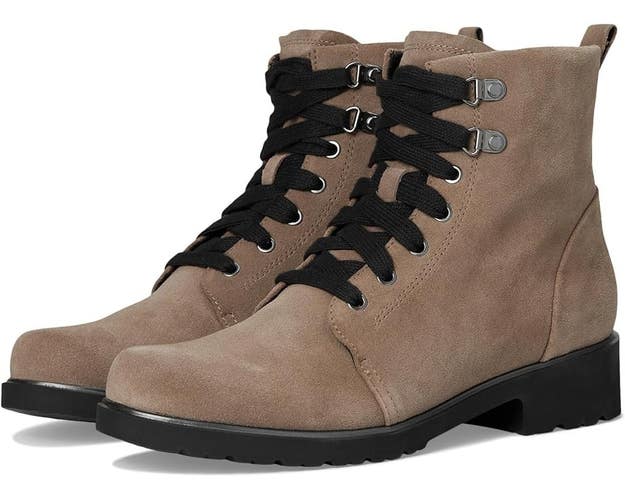 Munro Hartley M603946 Women's US 7.5 Brown Suede Round Toe Combat Boots ZAP582