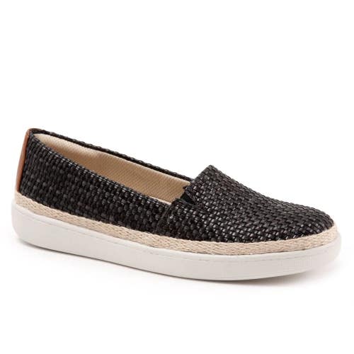 Trotters Accent Women's US 10 Black Braided Veg Slip-On Loafers Shoes ZAP217