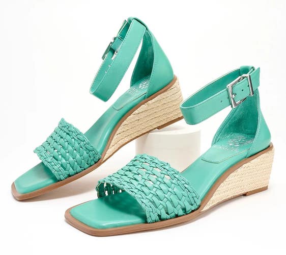 Vince Camuto Bretandi Sandals Women's US 7.5 Green Espadrille Wedge Heels ZAP565