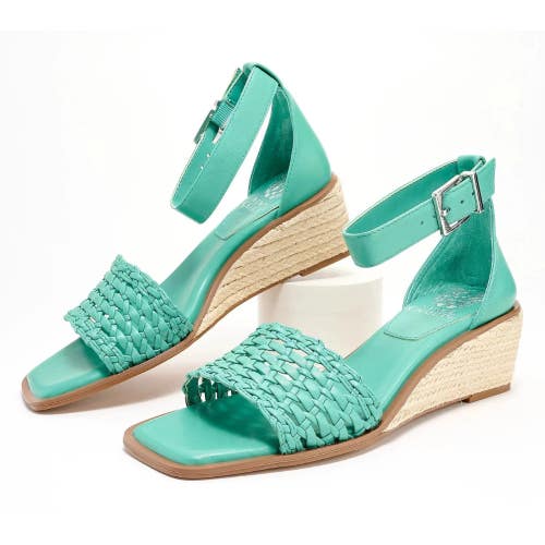 Vince Camuto Bretandi Sandals Women's US 7.5 Green Wedge Heel Espadrille ZAP194